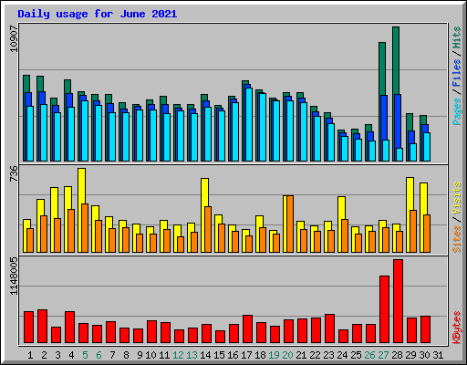 Daily usage for June 2021