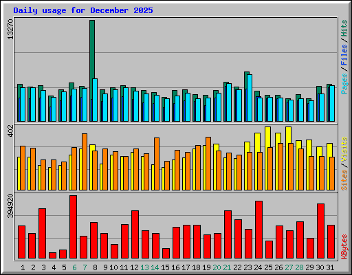 Daily usage for December 2025
