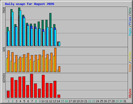 Daily usage for August 2026