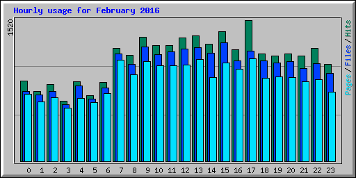 Hourly usage for February 2016